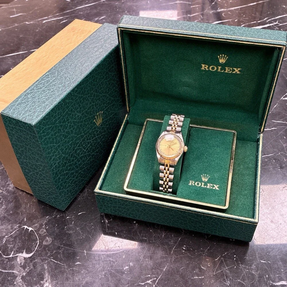 Vintage Rolex Oyster Perpetual 6724 Zephyr Dial Two Tone Ladies Watch